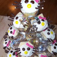 Hello Kitty Cupcakes Found picture on Japanese website of these. Sugar wafer cookies cut for ears, the Asian stick cookies dipped in chocolate (found in most...