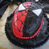 Spiderman / Venom Our mouths were black for a week after we ate this cake. Lol, so maybe I'm overexaggerating. Just a simple carved cake on top of a 10&...