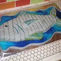 Tuna Fish All MMF, "water" is colored piping gels of different hues of blues and swirled together. Lines and scales were painted with...