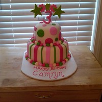 Birthday Cake For Camryn White Choc 10" with Fudge 6", buttercream and MMF.