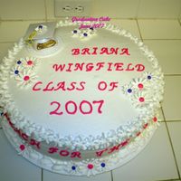 Graduation Cake Buttercream frosting, RI flowers and letters. Sides say REACH FOR THE STARS, graduate wants to be a singer some day and she's awesome...
