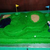 30Th Bday Golf Cake This cake was for my husband's 30th bday. I tried to make it look like a golf course and put the 30 in the middle.