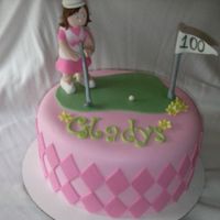 100Th Birthday 8 inch cake with fondant for a lady turning 100!!! She was a golfer in her day.