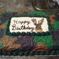 Camo/deer Cake This was my first camo cake and my second FBCT. My mom drew the picture of the buck for me, but it's nose kinda got smooshed. This was...