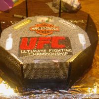 Ufc Octagon Cake This cake was for my twins 16th birthday. It took alot of work. I made my own fondant for the ufc logo and the harley logo.