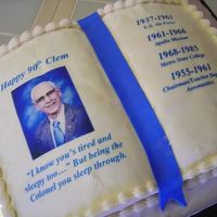 90Th Birthday! This cake was made for a gentleman that was turning 90! As you can see from the dates and info on the book he was a very well accomplished...