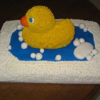 Rubber Ducky buttercream icing with fondant bubbles and soap.