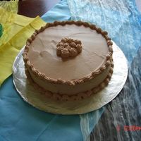 My First Real Decorated Cake - Chocolate Fudge W/creamy Chocolate Buttercream Chocolate fudge cake with creamy chocolate buttercream icing. Got the icing recipe on CC. All butter buttercream doesnt work well in the...
