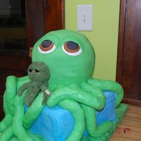 Son's First Birthday Cake This is the cake for my son's first birthday. It is in the form of his favorite stuffed animal. The Octopus is made out of Red Velvet...