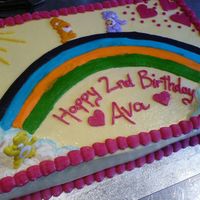 Ava's Care Bears Cake I made this for my friends daughters 2nd birthday. She wanted care bears so this is my twist on the care bears cake kit(without the kit...