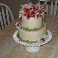 Last Minute Miracle... I was asked to make this wedding cake on a Sunday night for a Monday afternoon wedding!!! It's a french vanilla cake with bc filling...