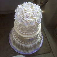 White Roses Wedding Cake Gumpaste roses :D