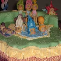 Trollz fondant covered cake with gumpaste figures