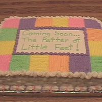 Baby Shower Cake 1/2 white, 1/2 chocolate, BC. One of my first cakes for hire, client wanted BRIGHT colors and she wanted to keep the cake simple, that'...