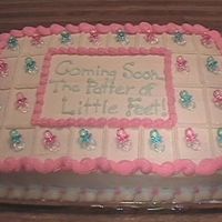 Baby Shower Very simple baby shower cake. The colors were pink and baby blue (the colors didn't photogragh well). Cake sparkles were added for a...