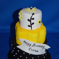 Yellow & Black Tiered Cake Mini 3 tiered cake for a birthday