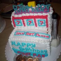 Slot Machine Cake Slot machine cake I made my aunt who loves the casinos and slot machines. I used buttercream icing and used fondant for the handles and the...
