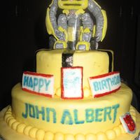 Transformers Bumblebee Cake Bumblebee is made of gumpaste.