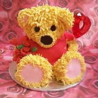 Valentine's Teddy Chocolate cake with buttercream icing & fondant.