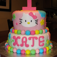 Hello Kitty Cake This is my daughter's 1st birthday cake. It is covered and decorated in MMF.