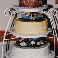 Circle Of Love Each layer coordinates color with flavor, yellow cake , chocolate cake, white cake