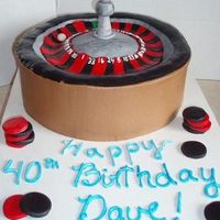 Roulette Wheel This is a 10" cake with mmf on the top of it. The gambling chips are mmf as well.