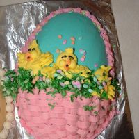 Chicks In A Basket design from Wilton book about 10 years old. My first cake in almost a year. I've been busy. :)