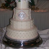 New Year's Eve Wedding All of the layers were the same vanilla cake with bavarian filling and my cream cheese icing. I used fondant pearls with champagne and...
