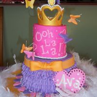 Ava's 4Th Birthday Fancy Nancy for my daughters birthday. 4,6 inch. Buttercream with fondant crown, bow, butterflies and heart. Details to match Nancy's...