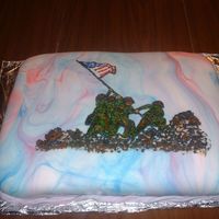 Iwo Jima Wanted to make my Dad a cake that had a Forth of July Look to it, with Iwo Jima in it. Used fondant and mixed red in one batch, blue in the...