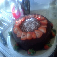 Victorian Strawberry Chocolate Cake Recipe I got from my mama, and I added fresh strawberries on top. In the middle I put chocolate shavings, and topped it with powedered...
