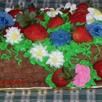Strawberry Basket I have to say thanks to Tripletmom for the inspiration. This is for my own mom's 47th birthday. It's a 9x13 chocolate cake cut...