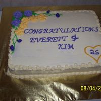 25Th Anniversary This is an 11x15 marble with buttercream filling and icing. The roses are royal. The customer wanted simple!