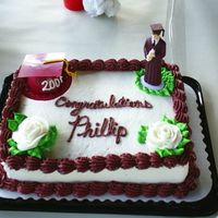 My Son's Graduation Cake marble &frac14; sheet with butter cream frosting