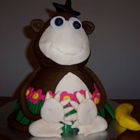 Hula Monkey White cake with fondant details