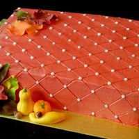 Thanksgiving Cake Covered in buttercream. Leaves made with gumpaste and airbrushed to give a natural look.