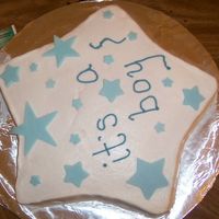 Baby Shower Chocolate cake with vanilla BC icing. Stars are fondant cutouts.
