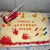 Firefighter Themed Birthday Cake My son requested a firefighter themed cake for his 6th birthday.I had no idea what I was going to do, then I decided to flame around...