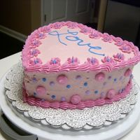 Heart Shaped Cake From my Wilton cake class, practicing shell border, writing words and piping circles. Double layer devil's food cake, raspberry jam,...