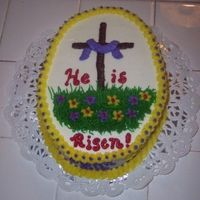 Oval (Pan From Course 2 Wilton Kit) Easter Cake I Made For My Family All Cream Cheese BC decorations on top of a yummy carrot cake.