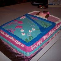 Angeled View Of Sleeping Bag Cake So You Can See Writing On Sides 