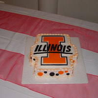Illini Groom's Cake Basically just buttercream, with a fondant cut out "I" and then cut out letters for Illinois placed acrossed it. I added the...