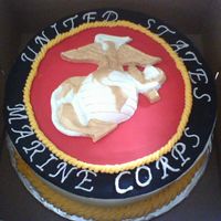 Usmc Cake Butter pecan cake with coconut pecan filling and creamcheese frosting. globe and anchor are white chocolate.