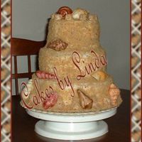 Bill's Sandcastle B-Day Cake OK... this is a 10" 8" and 6" topper.... Banana nut cake, with whimisical buttercreme filling, faux fondant icing, and the...
