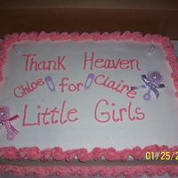 Baby Shower Cake For Twins French vanilla cake, buttercream icing, purchased decorations.