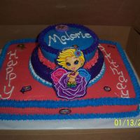 Lisa Frank Theme Birthday Cake French vanilla cake w/buttercream icing. The decorations are out of the gift for the birthday girl - it was a box of Lisa Frank "stuff...