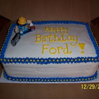 Skater Birthday Cake Buttercream icing w/purchased skater topper.