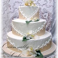 Calla Lily Wedding Based off of tnt320to's wedding cake. My entry into the VA State fair, gumpaste calla lilies, royal icing and fondant on dummies.