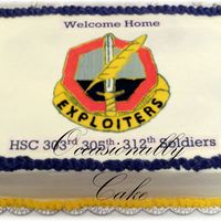Cake For Returning Army Soldiers Deployed To Iraq 3 huge cakes for a party for soldiers returning from Iraq. WASC with Raspberry filling. They all had this FBCT of their squadron pin. My...