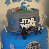 Star Wars Birthday Cake My version of a similar cake that I found on Google for my friend's little boy's 6th birthday. Its a 6 and 8 inch, double layered...